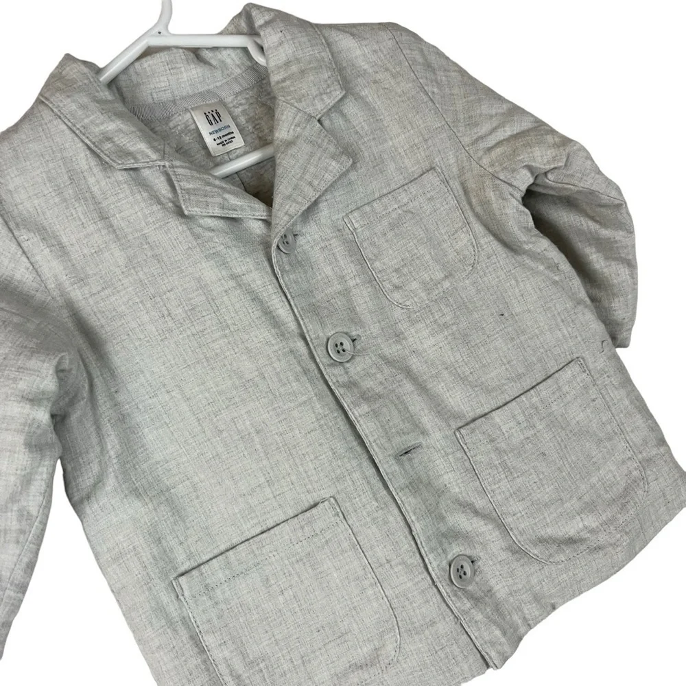 Baby Gap Newborn Gray Quilted Blazer Jacket 6-12 Months Preppy Staple Event‎